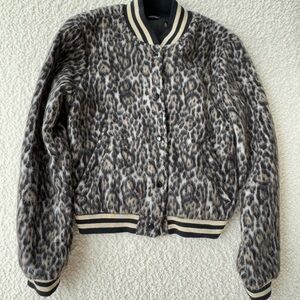 R13 Leopard Print Bomber Jacket